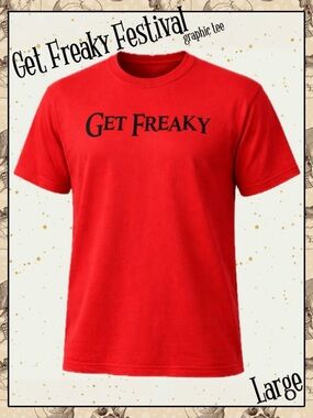 Get Freaky Festival Graphic T-Shirt Red Gothic EDM Halloween Tee Size L